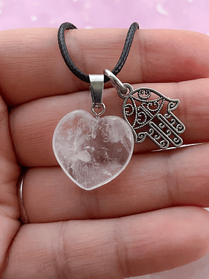 Colgante mano de Fátima cuarzo cristal 