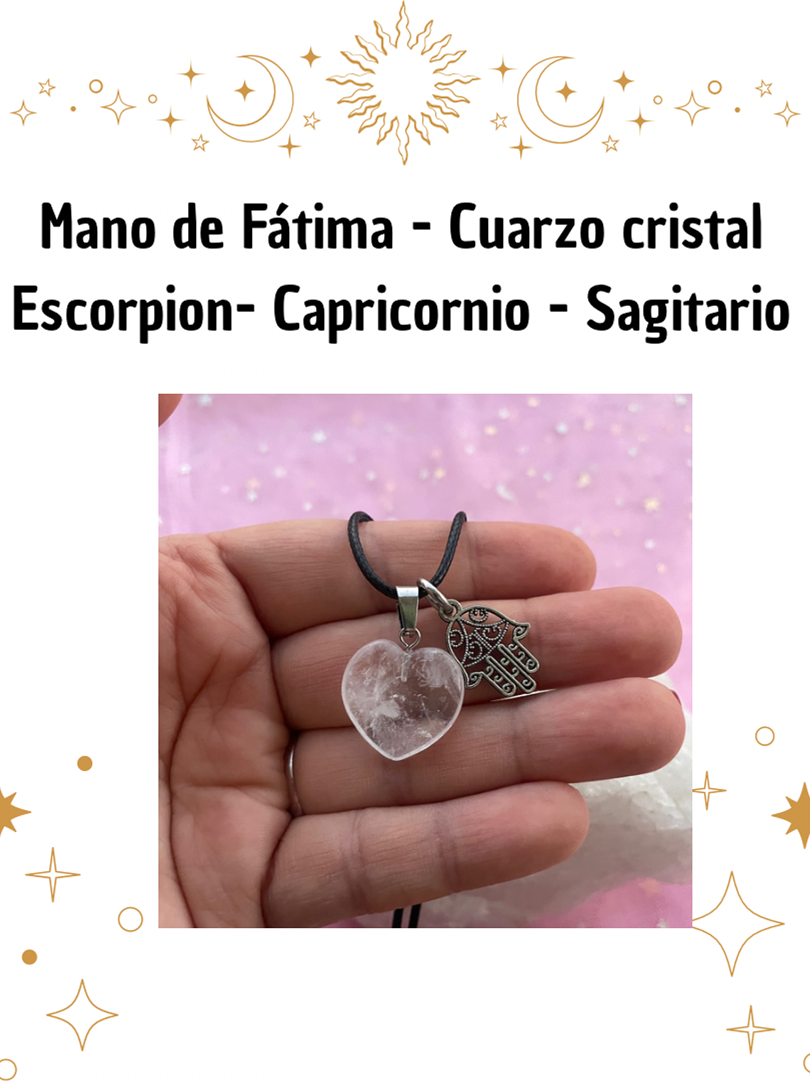 Colgante mano de Fátima cuarzo cristal  2