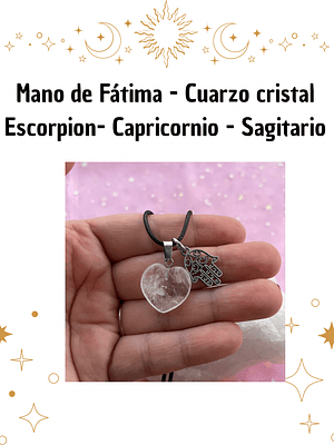 Colgante mano de Fátima cuarzo cristal 