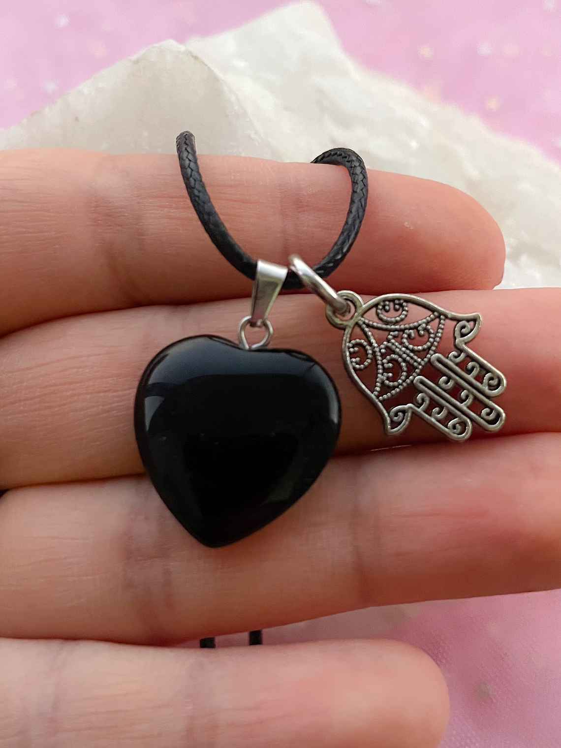 Colgante mano de Fátima ónix negro  1