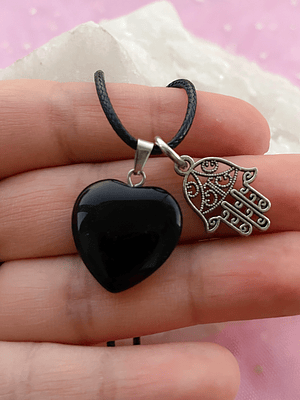 Colgante mano de Fátima ónix negro 