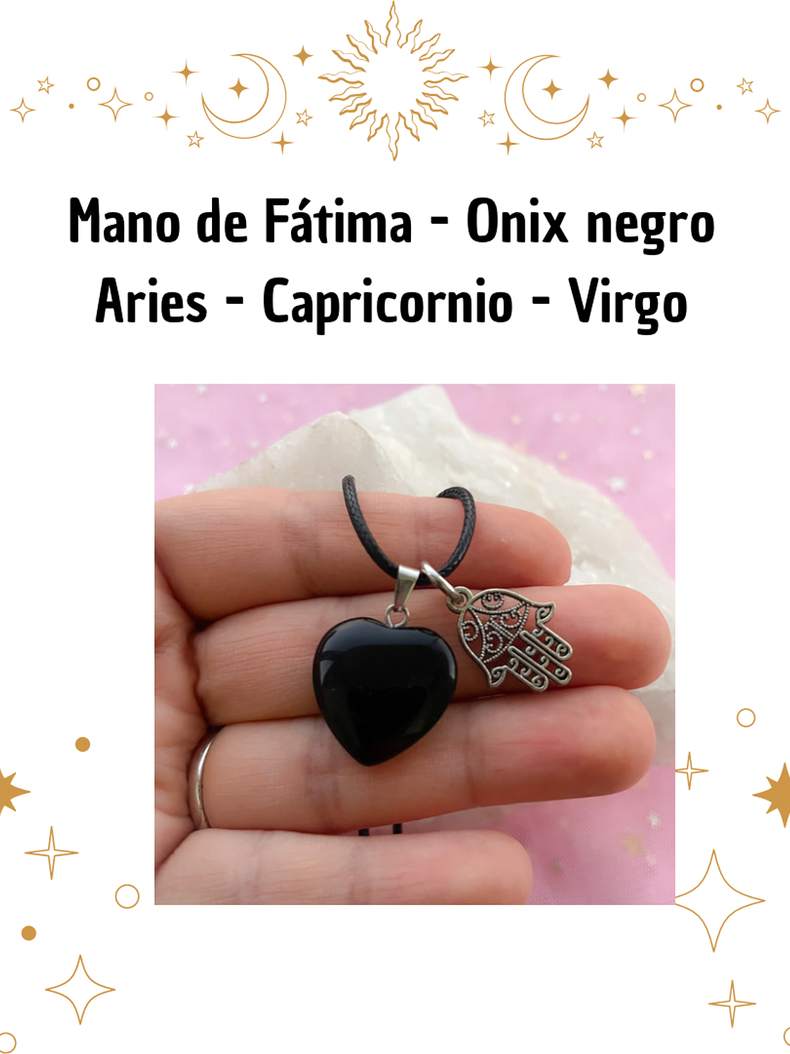 Colgante mano de Fátima ónix negro  2
