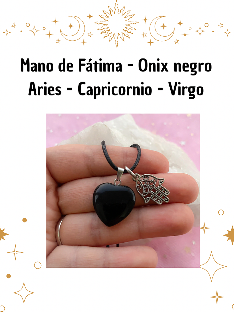 Colgante mano de Fátima ónix negro  2