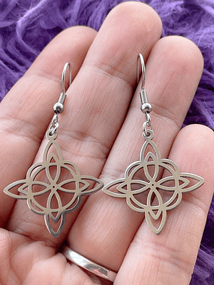 Aros nudo de bruja acero inoxidable 