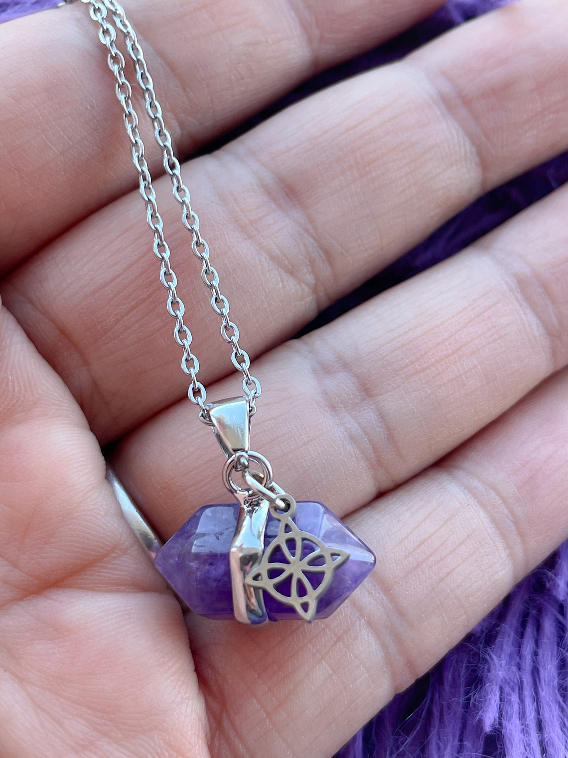 Collar nudo de bruja amatista natural  1