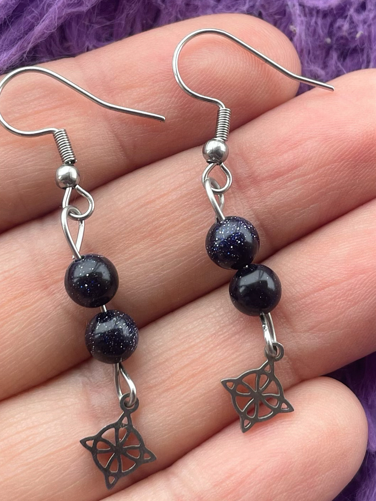 Aros lluvia de estrellas nudo de bruja acero  1