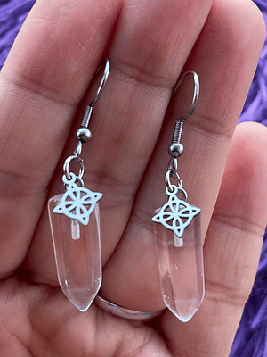 Aros nudo de bruja cuarzo cristal 