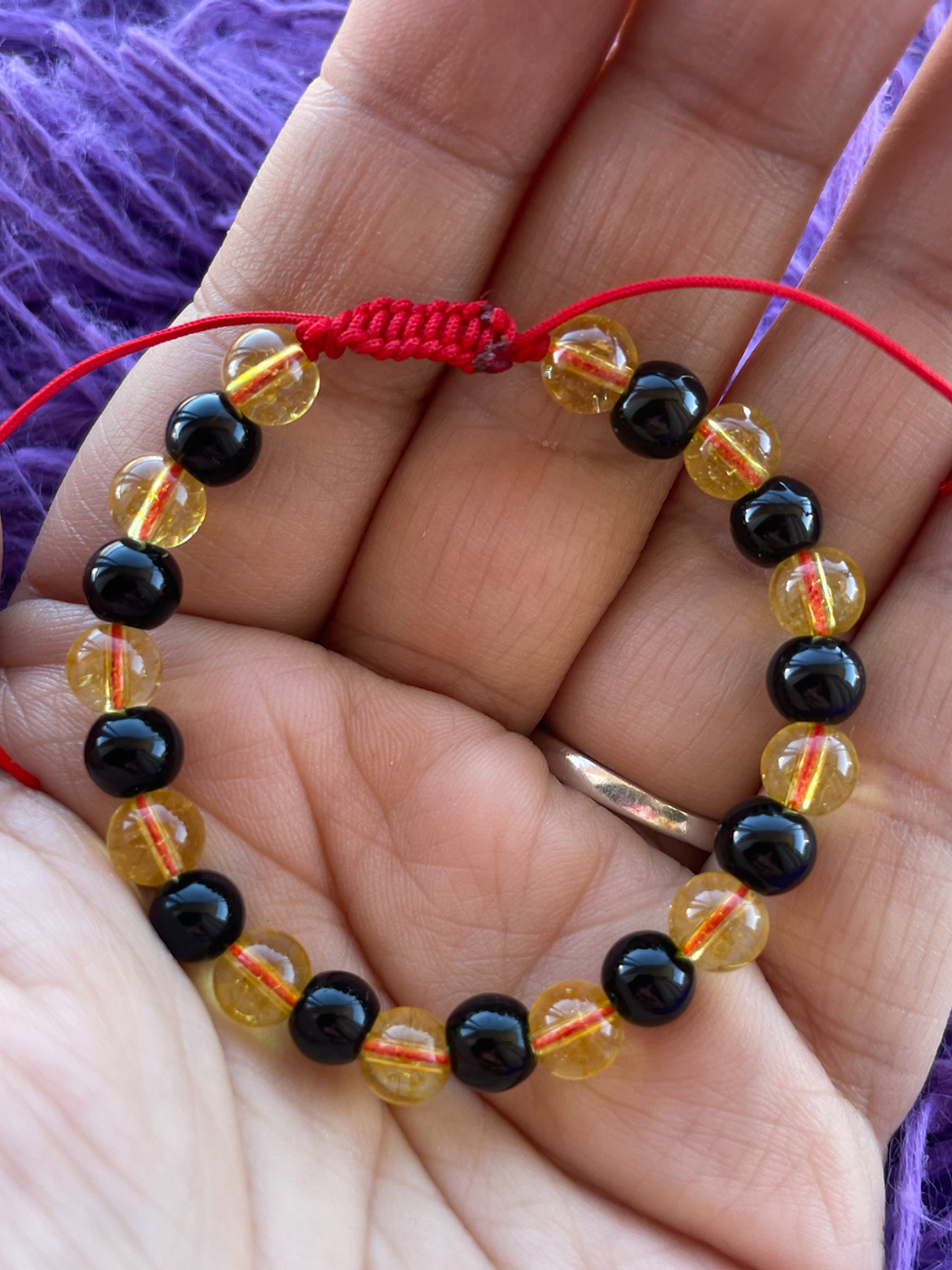 Pulsera bebe hilo turmalina ámbar ajustable 1