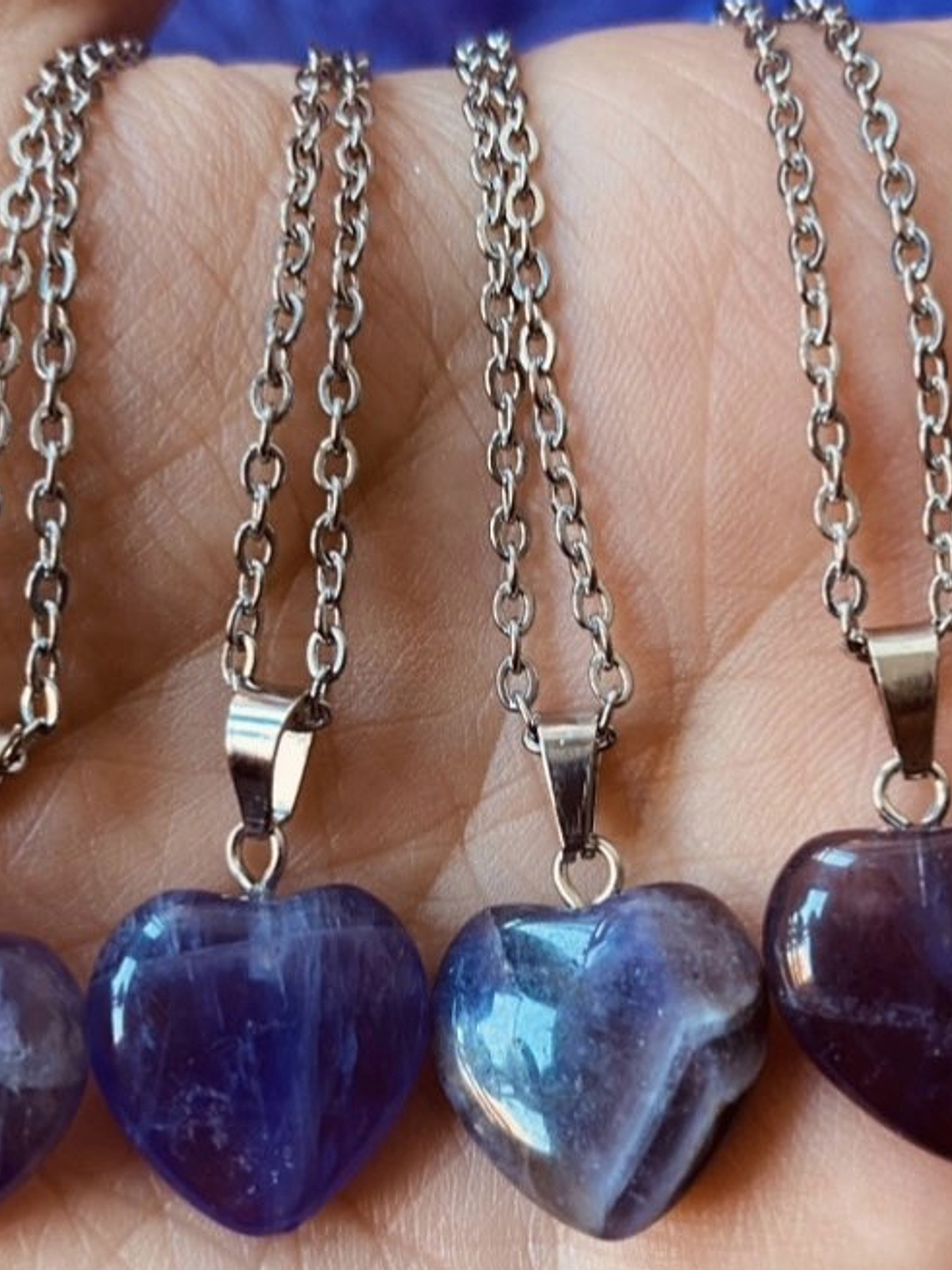 Collar corazón amatista acero inoxidable  1