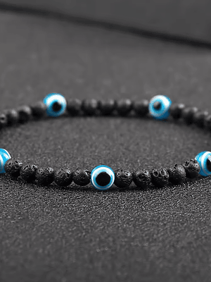 Pulsera ojo turco piedra volcánica 