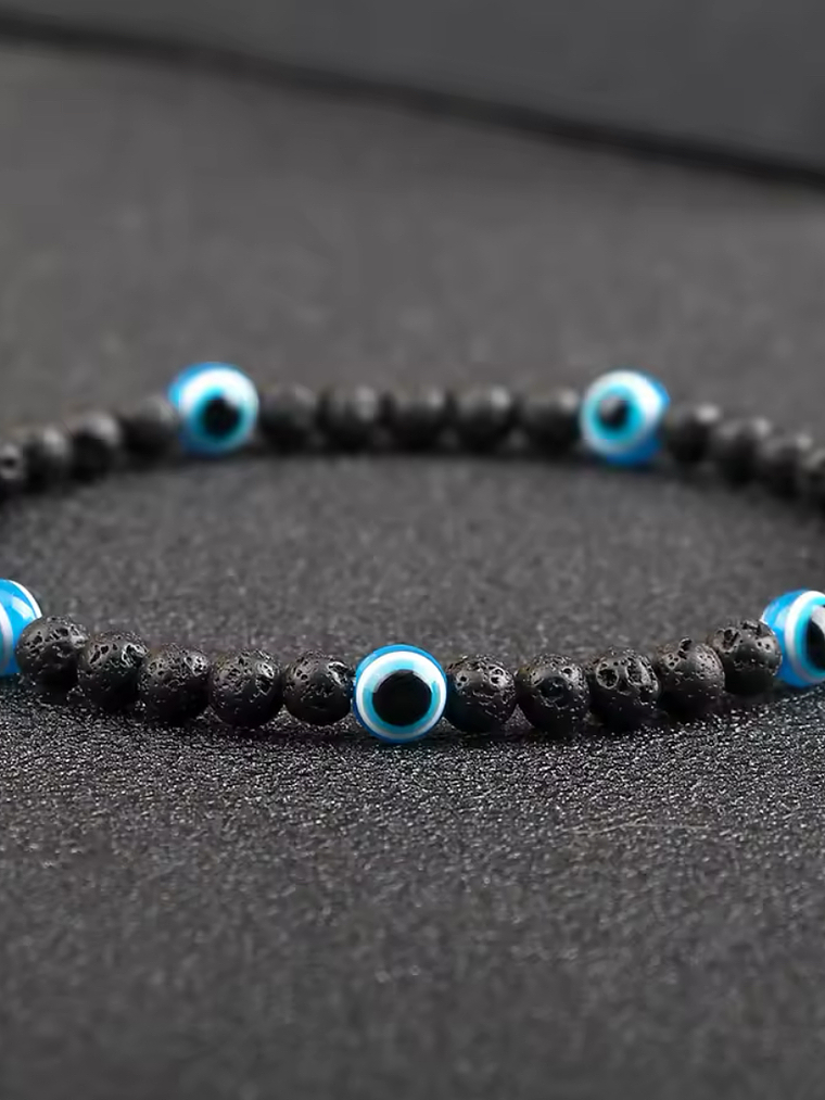 Pulsera ojo turco piedra volcánica  1