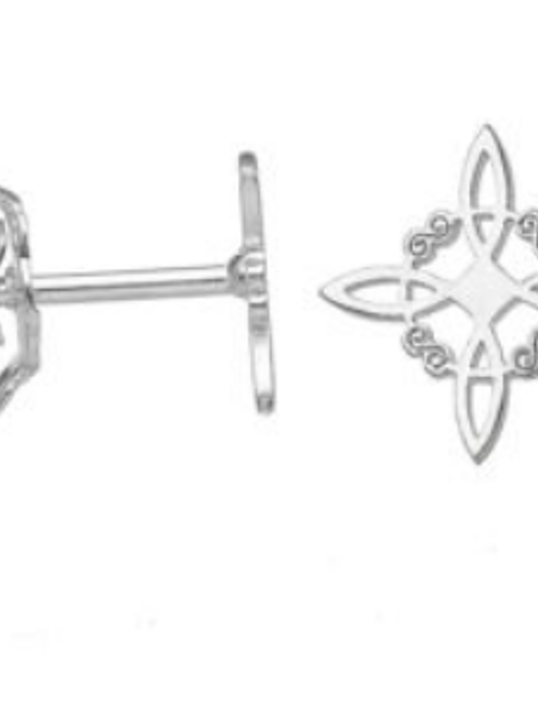 Aros pegados nudo de bruja plata 925 3