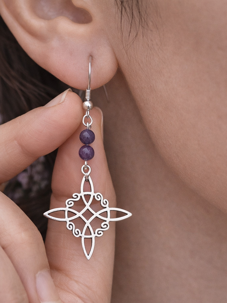 Aros nudo de bruja amatista 1