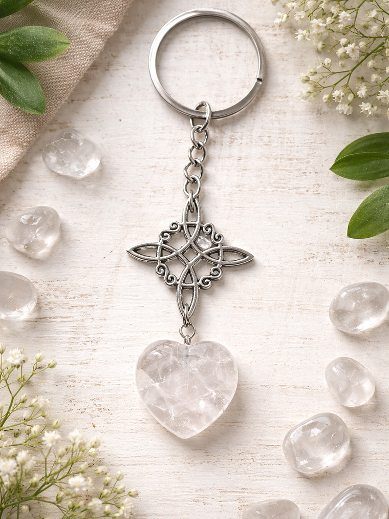 Llavero nudo de bruja cuarzo cristal  4