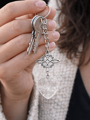 Llavero nudo de bruja cuarzo cristal 