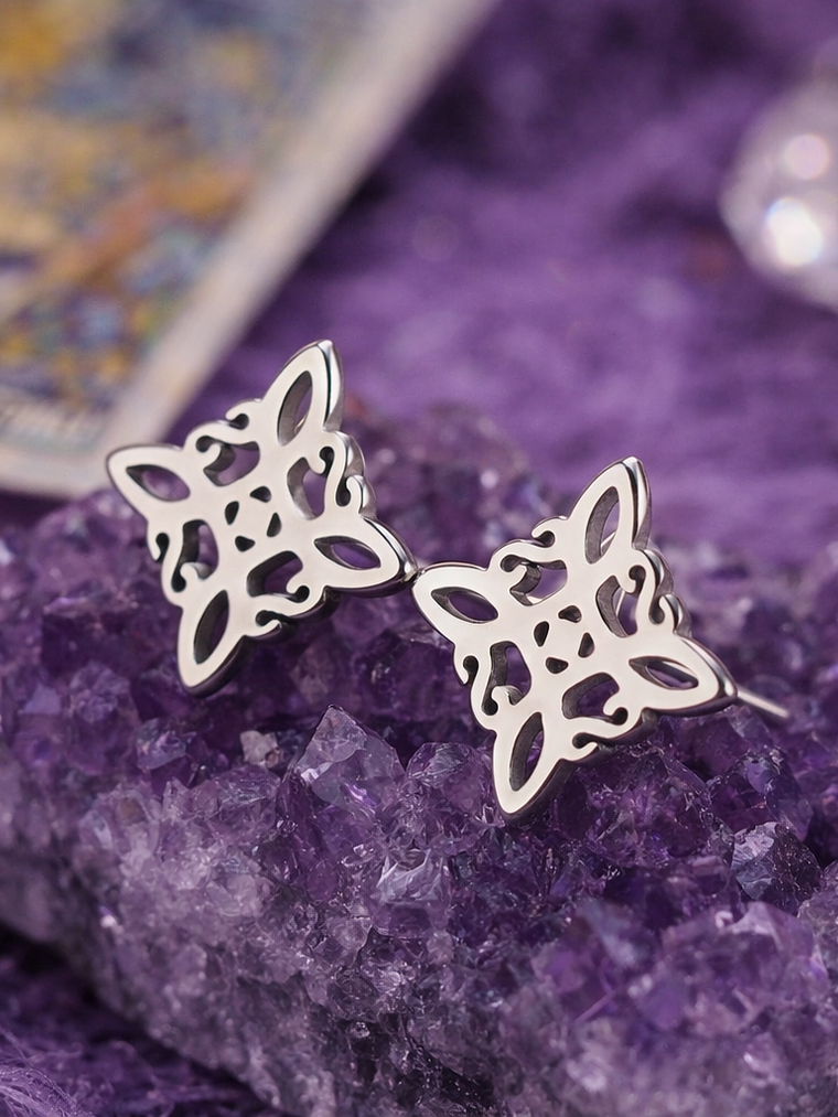 Aros nudo de bruja acero inoxidable  1