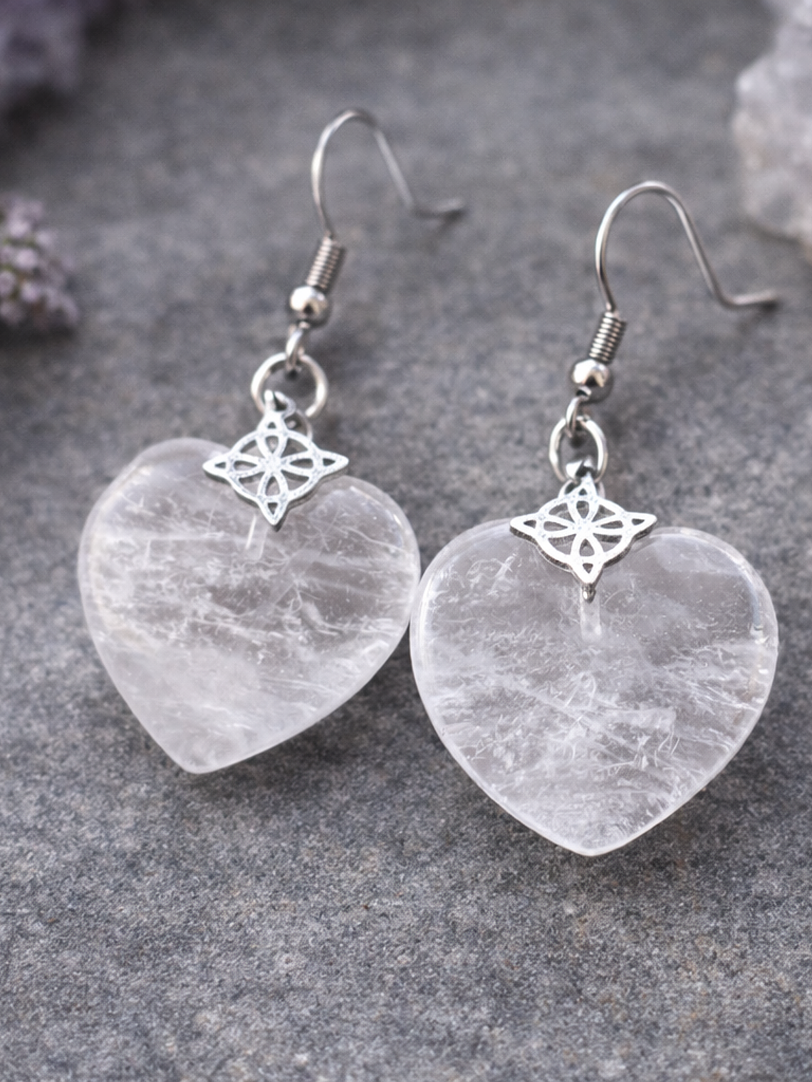 Aros nudo de bruja cuarzo cristal  1