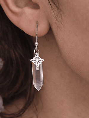 Aros nudo de bruja cuarzo cristal 