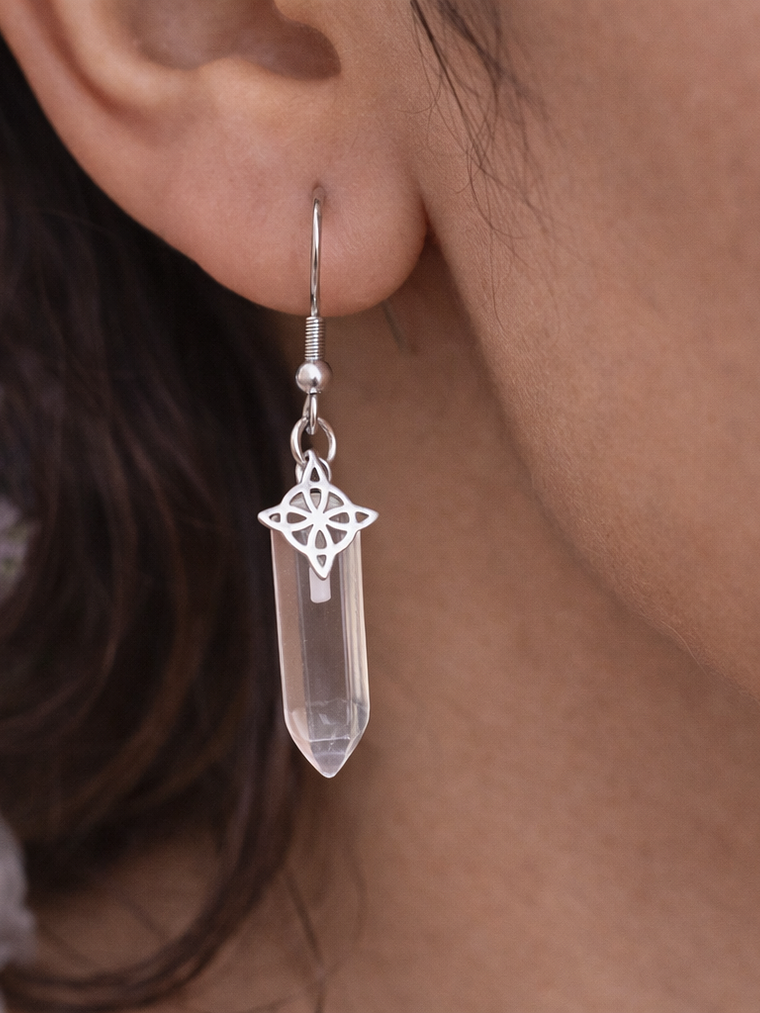 Aros nudo de bruja cuarzo cristal  1