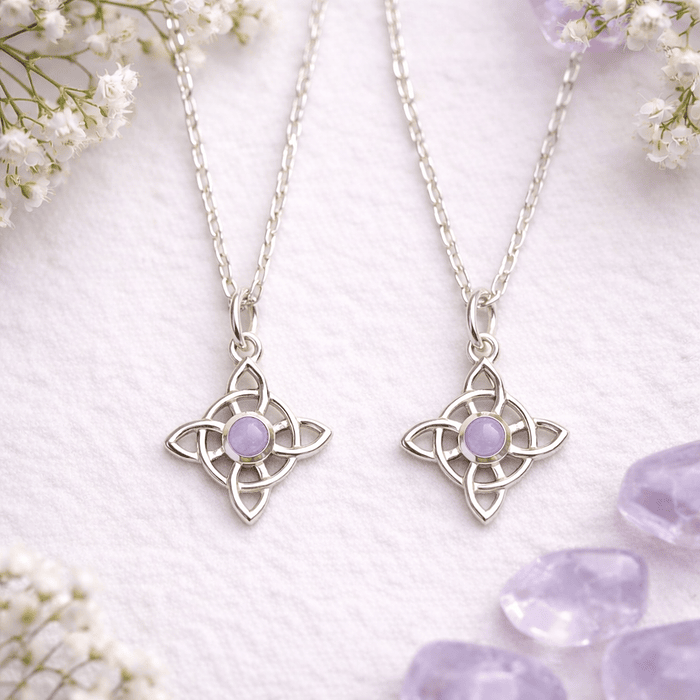 Collar nudo de bruja cuarzo rosa plata 925