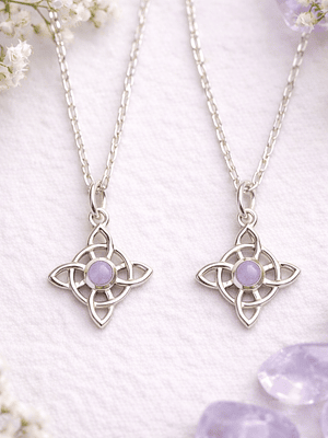 Collar nudo de bruja cuarzo rosa plata 925