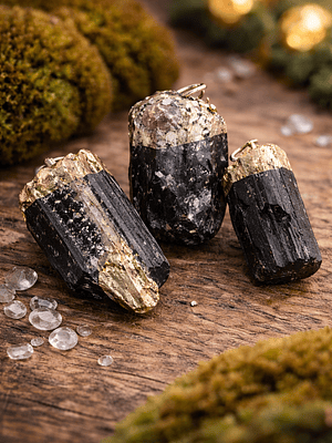 Turmalina natural bañada en plata 