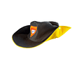 Sombrero australiano conquistador negro fondo amarillo