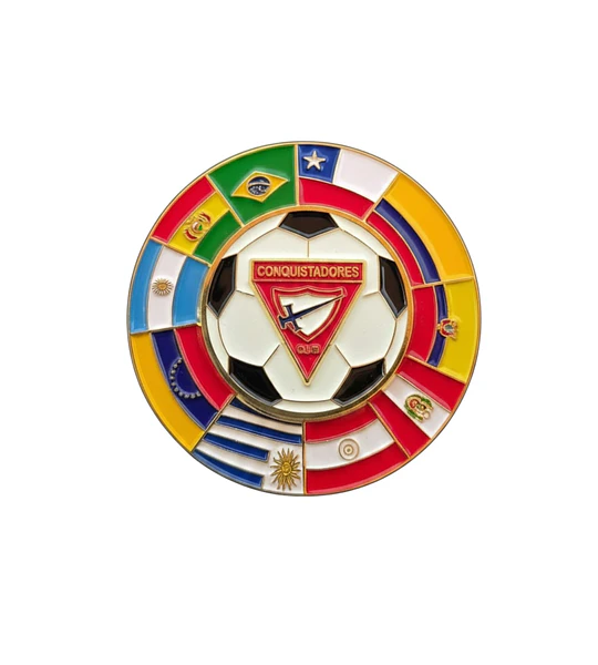 Pin futbolero conquistador pelota giratoria
