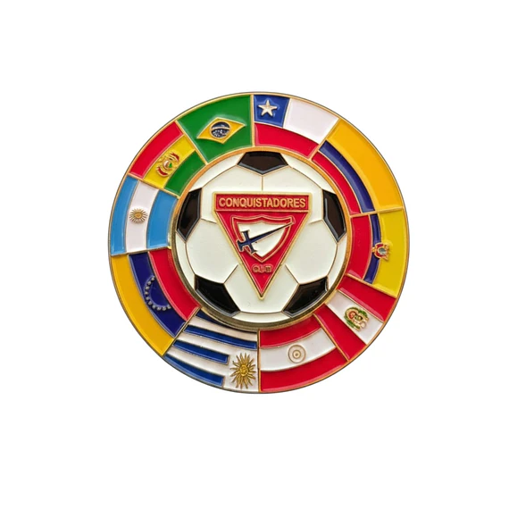Pin futbolero conquistador pelota giratoria