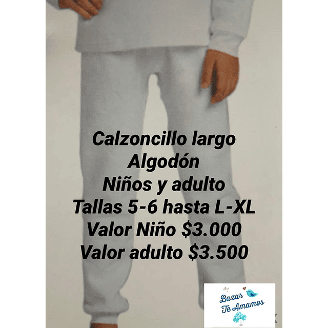 Calzoncillo largo algodón niños y adultos