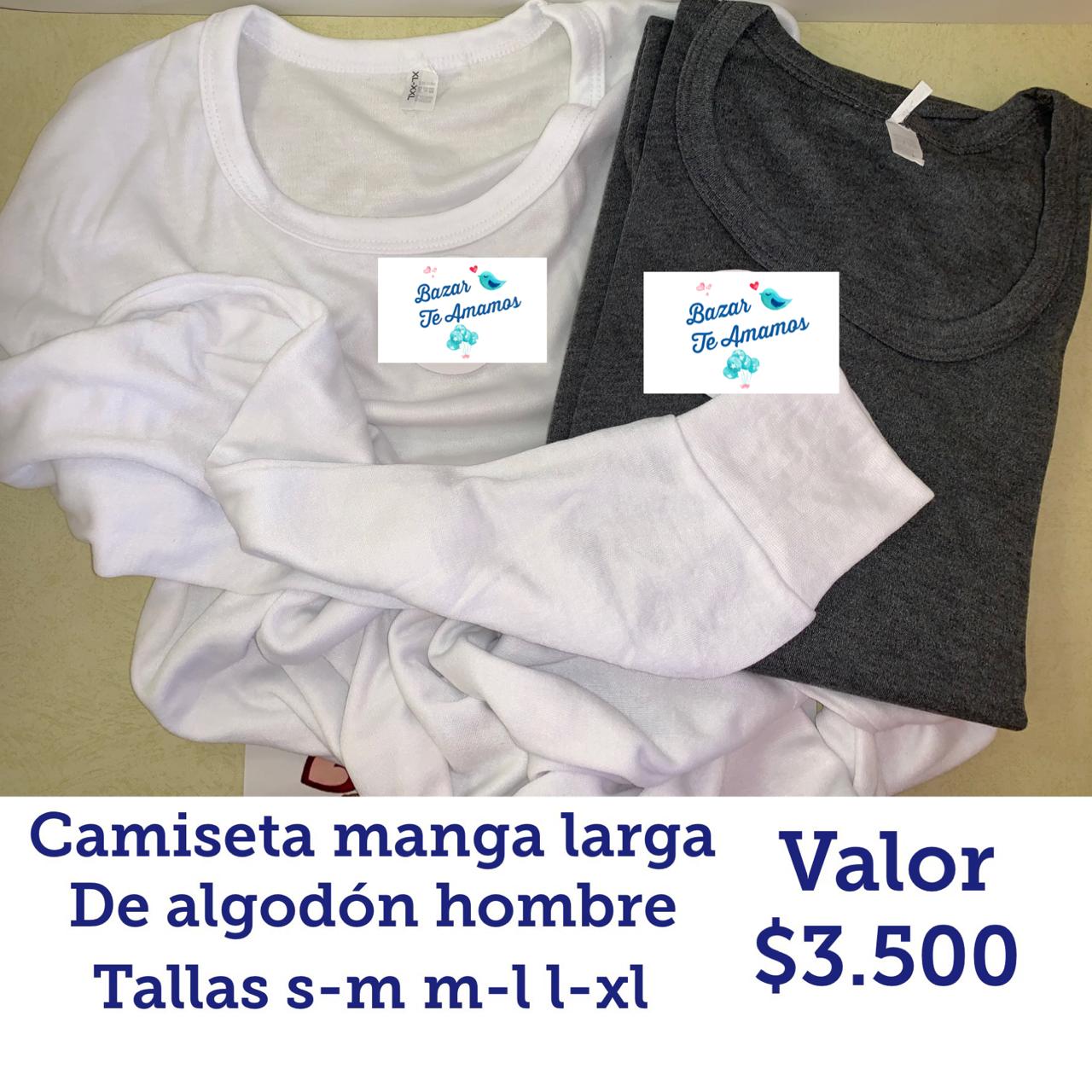 Pack 3 Camisetas Poleras Algodón Manga Larga Cuello Redondo Primera Capa Hombre