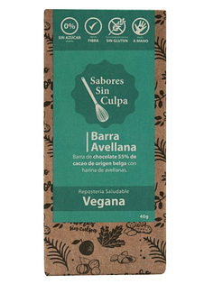 CHOCOLATE BARRA 55% CACAO AVELLANAS SIN AZÚCAR SIN GLUTEN (VEGANA) 80GR 
