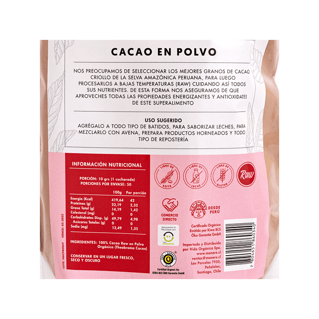 Cacao Orgánico 500GR