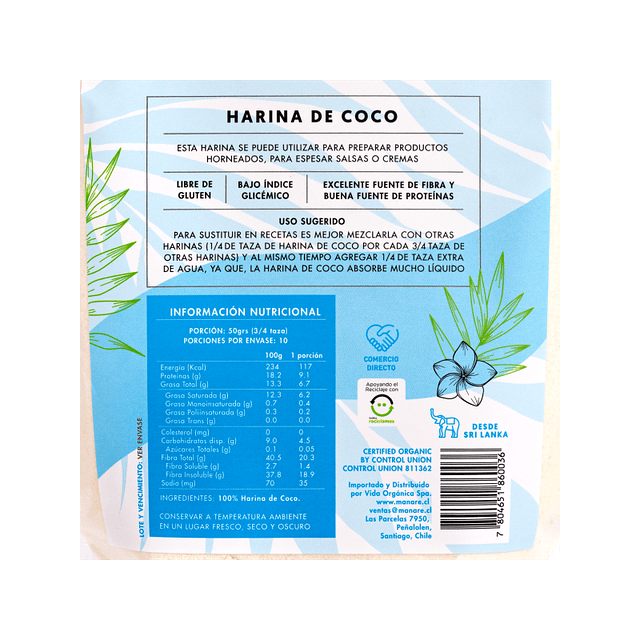 Harina de Coco MANARE 500GR 