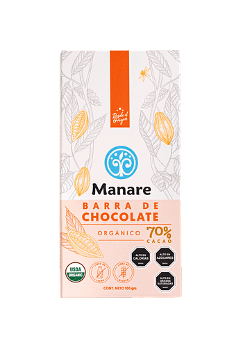 Barra de Chocolate orgánico 70% cacao 100gr