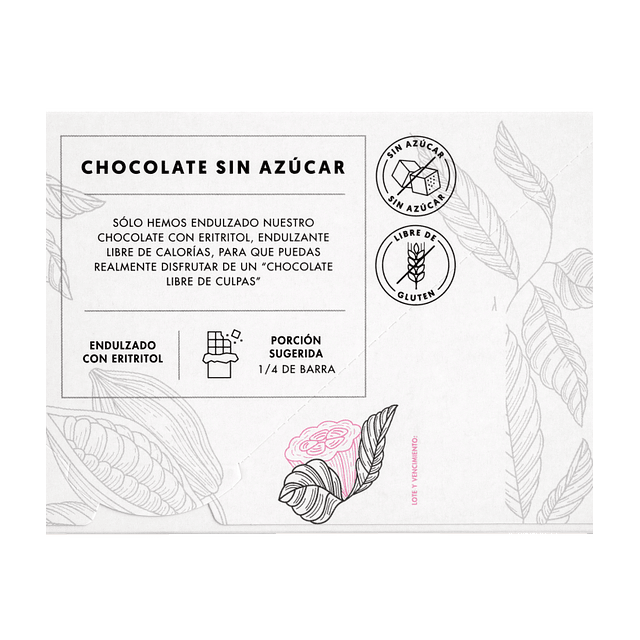 Barra de Chocolate orgánico sin azúcar 79% cacao 100gr