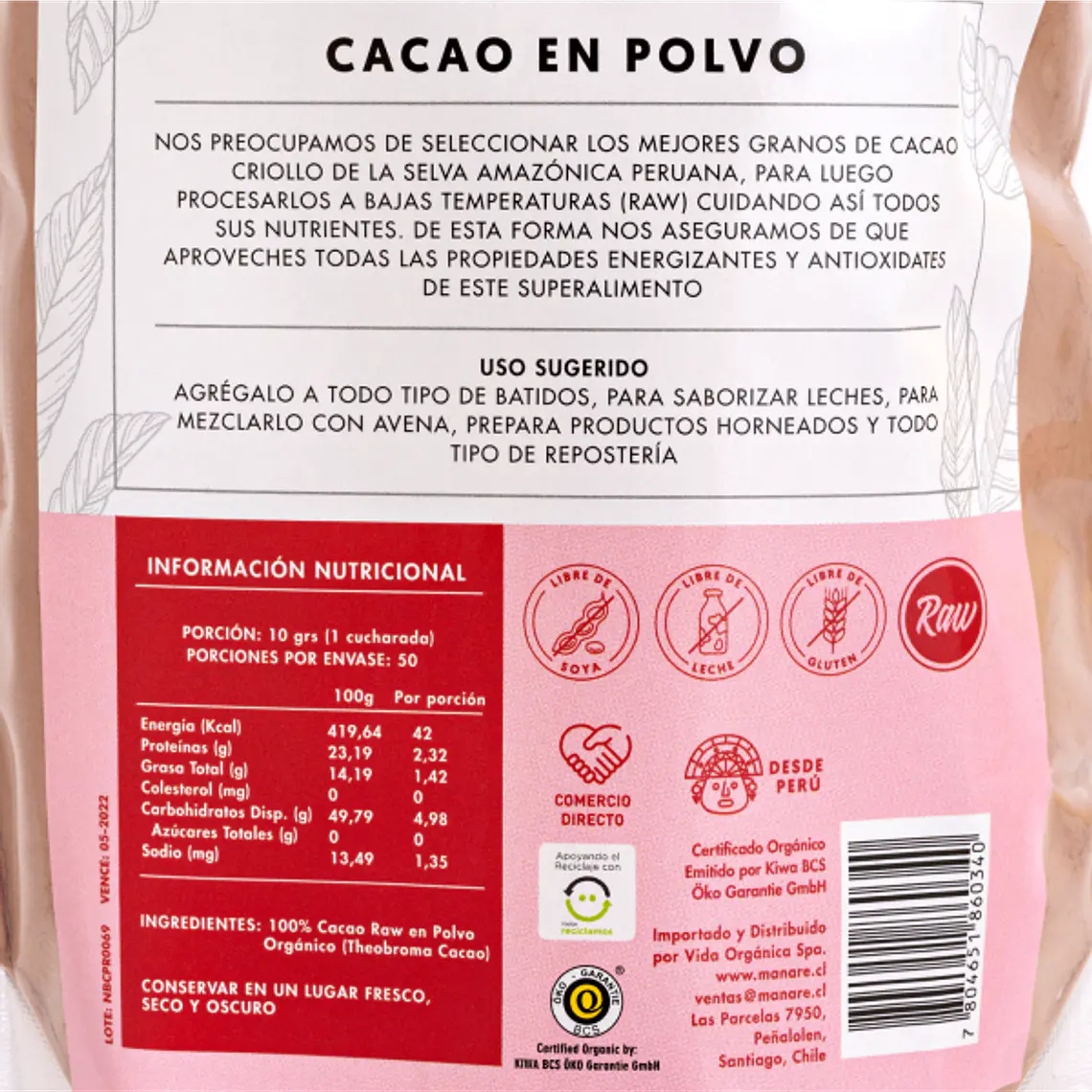 Cacao Orgánico 200GR.  2