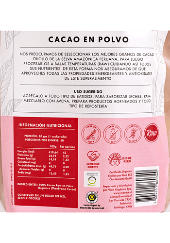 Cacao Orgánico 200GR