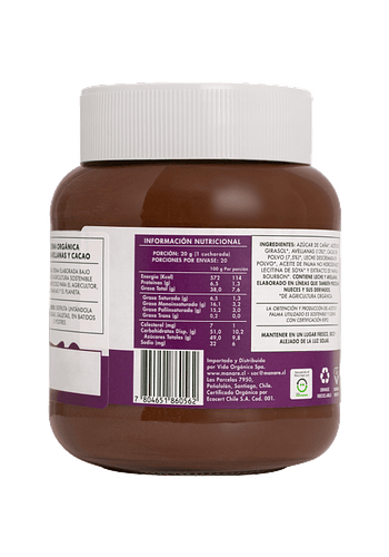 Nutella orgánica (mantequilla de avellanas y cacao) 400 gr