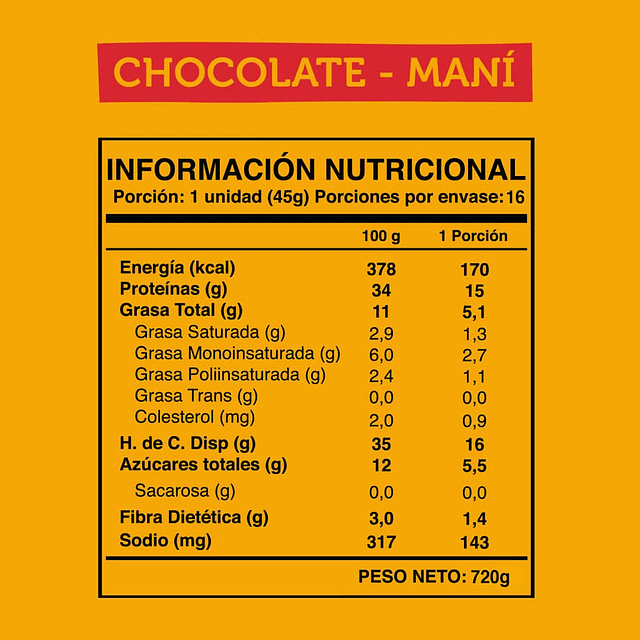 Wild protein chocolate-maní sin azúcar añadida 45gr 