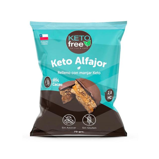 Alfajor de manjar KETO sin gluten sin azúcar añadida 70gr 