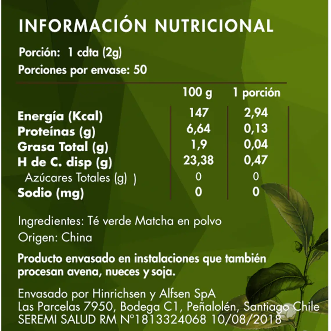 TE MATCHA ORGÁNICO, 100 gr 3