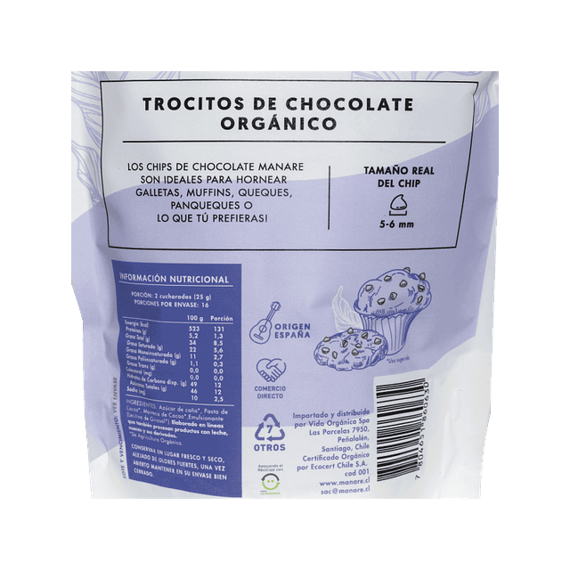 Chips de chocolate 52% cacao orgánico 400 g