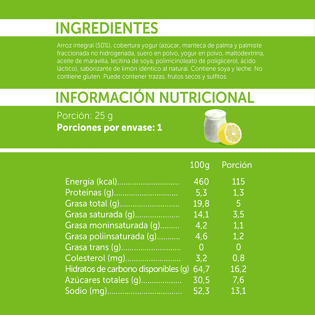 Galleta de arroz yogurt limón 25g