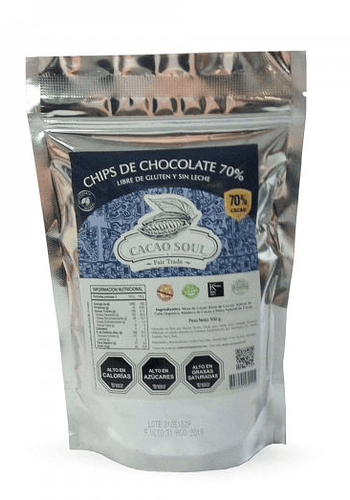 Chips chocolate 70% CACAO 500GR LIBRE DE GLUTEN Y LACTOSA