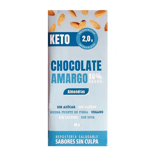 Barra KETO Amargo 80% Cacao Almendras