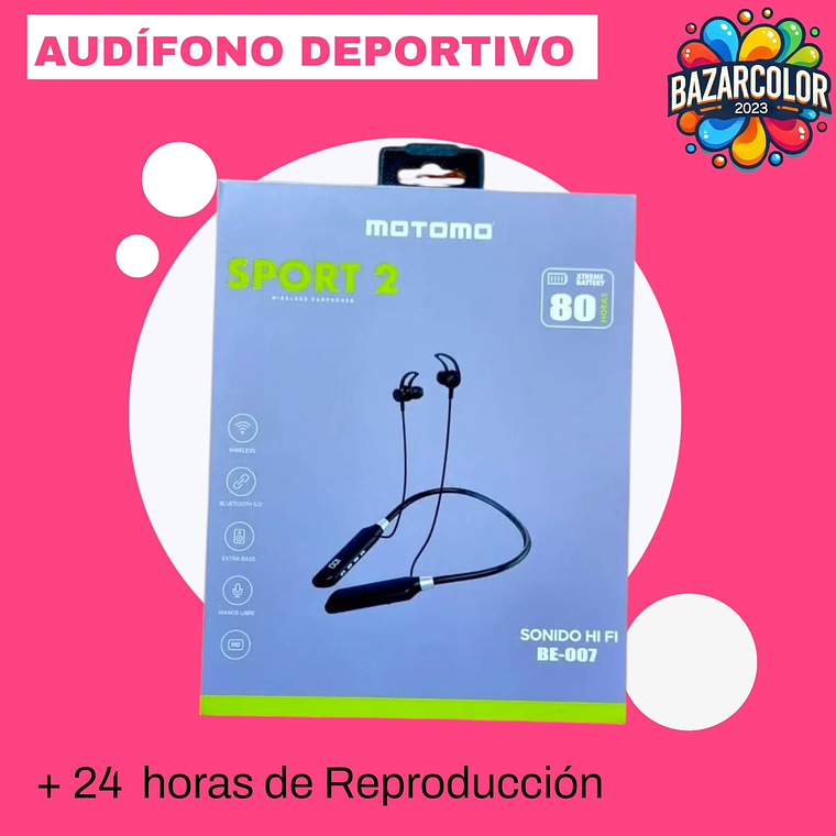 Audífonos Inalámbricos Bluetooth Motomo Sport 2 BE-007 1
