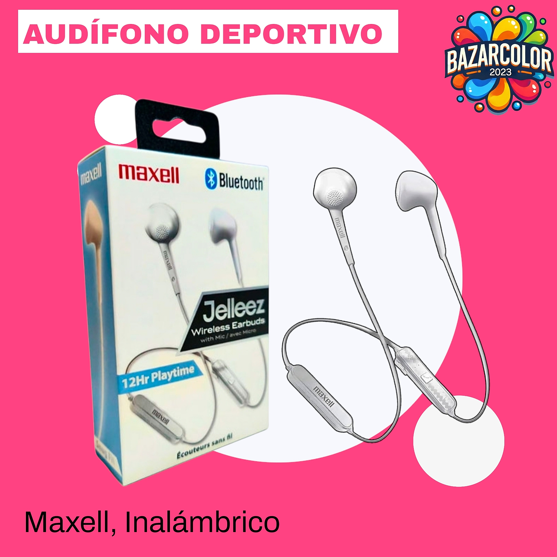 Audífono Maxell Inalámbrico, caja blanca 1