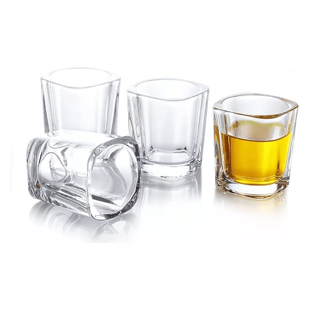 Set 6 Vasos Shot Tequila Vidrio Grueso Cuadrados 75ml 1