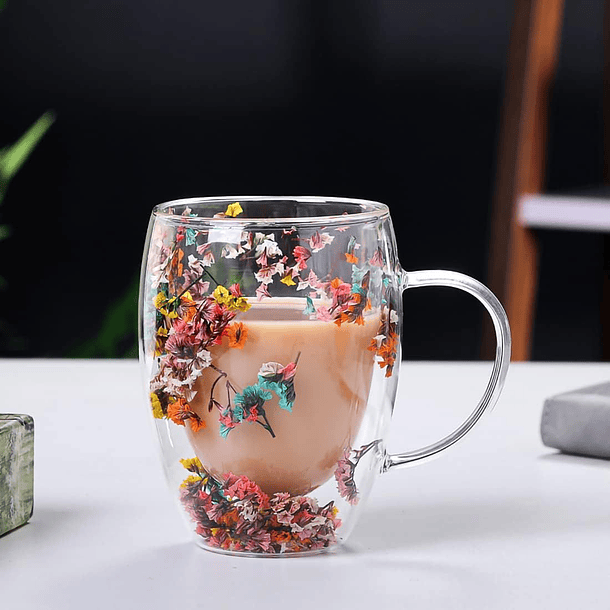 Set 2 Tazas Mug Doble Pared Con Flores Eternas 350ml 2